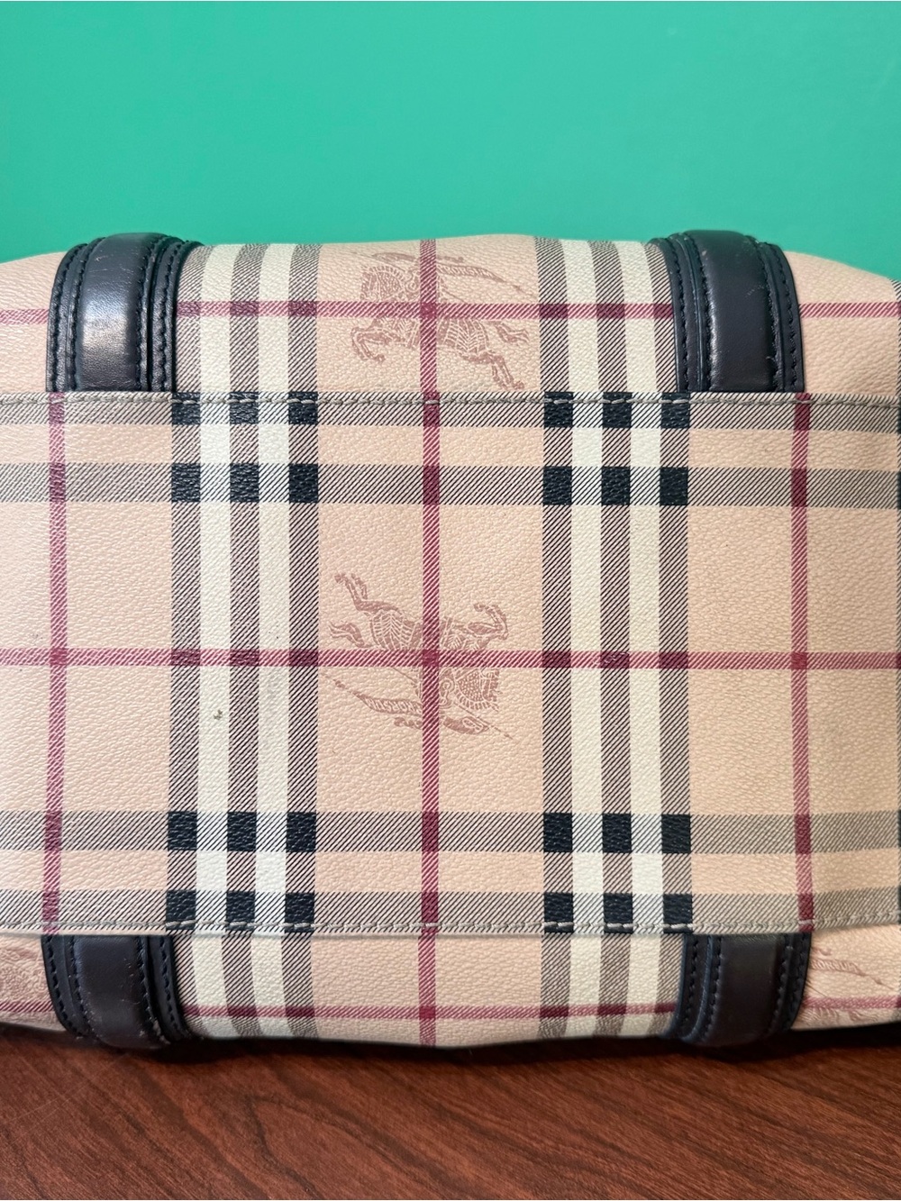 Authentic Burberry Nova Check Boston Bag Brown Leather β Rebag Certified - Picture 4 of 4